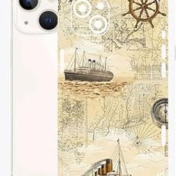 AtOdds - Compatible for iPhone 13 - Mobile Back Skin Sticker Wrap - Lamination - Rear Screen Guard Protector (Coverage - Back+Camera+Sides) (Design - Pirate Map)-picture-4