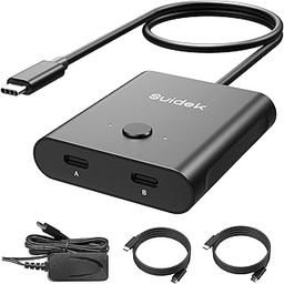 SUIDEK USB C Switcher, Bi-Directional USB-C Switch 8K@60Hz with PD 100W Charging 2 in 1 Out/1 in 2 Out Included 5V Power Adapter, Incompatible with Thunderbolt Interface-13