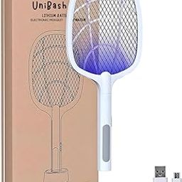 2-in-1 Mosquito Killer Racket with UV Light, Electric Fly Swatter, Type-C Charging, Base Stand-15