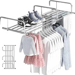 Cestbella Clothes Airer Portable Clothes Airer Retractable Folding Clothes Hanging Rack Folding Balcony Window Sill Railing for Indoor Outdoor Lingerie 86-158cm-image-10