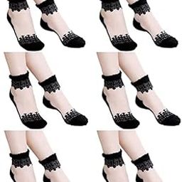 Women/Girls/Ladies Hot/Stylish/Latest Black Rose Designer Transparent Net Ankle Summer Socks for Party, Casual use, Formal, Indoor, Outdoor-image-57