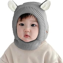 Winter Warm Ear Protection Knitted Woolen Unisex Baby Hat (2-6 Year) Grey-image-98