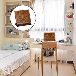 MERISHOPP Antique Style Wood Cosmetic Mirror Panoramic Dressing Mirror Beauty Gifts Light Wood Color-image-58