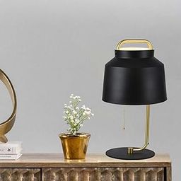The Crafted Gesture Modern Table/Desk Lamp with Matte-Black Metal Shade, Gold Base, Pull Chain Design for Bedroom, Living Room, Office Desk-image-73