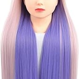 UJEAVETTE® Manikin Cosmetology Doll Head Mannequin Head for Hair Curling Winding Makeup Violet Pink-image-13