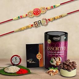 DeoDap Rakhi (K2_360+361_AS) & Assorted Chocolate Dryfruits 96gm, Rakhi & Chocolate for brother, Rakhi with chocolate, rakhi with gift, Rakhi Combo, Set of 2 Rakhi, Effete Chocolate-image-46