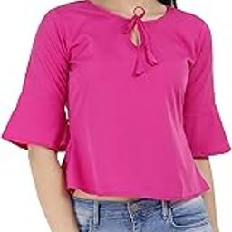 Women's Solid Pink Crepe Casual Wear Top-image-10