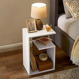 Wooden Side Table - Night Stand & End Table Organiser - Space Saver Storage Organizer - Bedside Furniture for Bedroom,Living Room,Hallway, 60x21x40 cm-21