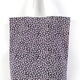Floral Print Canvas Tote Bag, Navy Blue with Pink Floral Pattern, Large Shopping Bag b-21