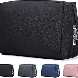 Wintage Travel Toiletry Bag for Women Men, Water-Resistant Shaving Toiletries Accessories, Foldable Storage Bags with Divider Cosmetics Brushes Tools (Charcoal Black)-image-92