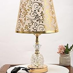 Bedside Table Lamp - Modern Nightstand Lamp with Linen Fabric Shade Wooden Desk Lamps for Bedrooms, Office, College Dorm, Dinning Room, Girls Room (Cap Lamp(Crastal))-image-21