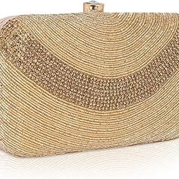 Aqsa PU Leather Embroidered Design Clutch Bags for Women Clutches for Women Purse with Twist lock-8
