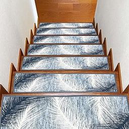 ishro home 8X28 Inches 3D Jet Multi Printed Stair Rectangular Treds/Carpet/Door Mats For Home/Floor Mat For Kids, Pets And Elders Safety With Anti-Slip Rubber Backing. (6, Fern)-image-52