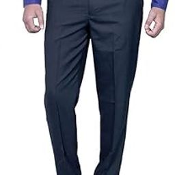 Men's Cobalt Blue Regular Straight Relaxed Fit Formal Trousers (40)-picture-47
