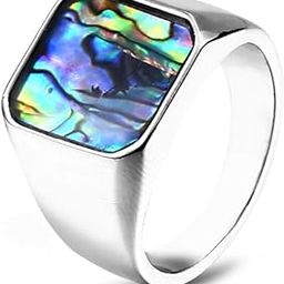 simple shell-encrusted titanium steel ring for men/boys-image-94
