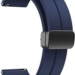 T TECLUSIVE Premium Silicone Strap Band with Magnetic Lock 20mm Compatible for Galaxy Watch 3 41mm | Galaxy Watch 42mm Active 2 | Amazfit Bip GTS | Fire Bolt Ninja | Adjustable Silicon Band (Blue)-19