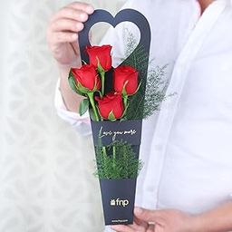 FNP Live Flower Bouquet of 4 Roses In Premium Packing For Birthday Gift, Anniversary Gift, Wedding Gift, Congratulations Gift & Gift For Special Occasions (Same Day Delivery)-image-49