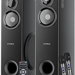 Intex 1000-D Multimedia 100 Watt Bluetooth Tower Speaker | 2 Cordless Karaoke Mic & Party Speaker | LED Display & Triple Bass Boosted Drivers | Fully Remote Control (Black)-12