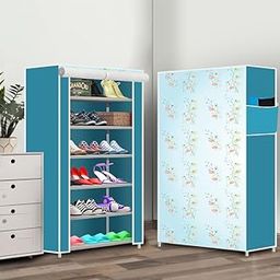 Gadzooks 6 Shelf Designer Foldable Collapsible Portable Wardrobe/Shoe Rack Storage Organizer Closet Almirah for Clothes, Kids Toys, Cupboard & Cloth Rack (Fabric, Metal)-image-106