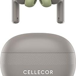 CELLECOR BROPODS C105 Tune TWS with 45 Hrs Playtime, Noise Cancellation, Auto-Connect, Touch Controls, 13mm Drivers, 50ms Low Latency Game Mode, Fast Charging-Type-C, BT- 5.3v (Grey-Olive Green)-67
