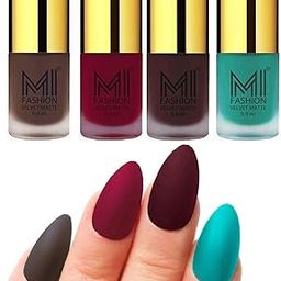 MI FASHION Velvet Matte Nail Polish Sets Long-Lasting & Waterproof 9.9ml Unique Color Coffee, Mauve, Wine, Sky Blue (Pack Of-4)-image-58