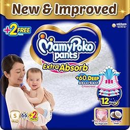 MamyPoko Pants Extra Absorb Baby Diapers, Small (S), 66(+2) Free Diaper, 4-8 Kg, 68 Count-10