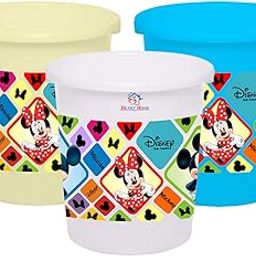 Heart Home Disney Mickey Minnie Print Plastic 3 Pieces Dustbin/Garbage Bin/Waste Bin, 5 Liters (Cream & Blue & White) -HS_35_HEARTHS17814-13