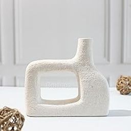 Craftribal Modern Minimalist Egyptian Designed Rectangle White Ceramic Flower Vase/Showpiece for Home Dcor Modern,Living Room,Bedroom, Centerpiece,Flowers,Gifting,Table/8 inches/Pack of 1-image-34