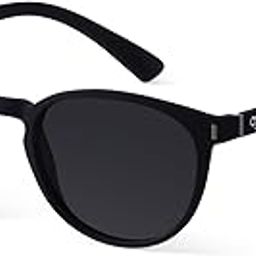 | Full Rim Round Branded Latest and Stylish Sunglasses | Polarized and 100% UV Protected | Men & Women | Medium | Lens: Black, Frame: Black-5