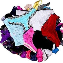 Ladies Thong Panties Variety Pack, 8 Pieces, Mixed Colors and Patterns, Lace and Cotton-image-58