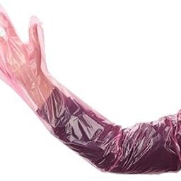 AB WORLD CLASS Veterinary RED Long Hand Transparent Disposable Plastic Gloves (Size - 34 Inchs) 100 Pcs-image-19