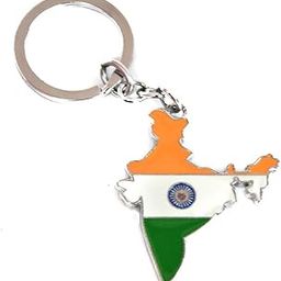 Tricolor India Map Metal Keychain Keyring-picture-22