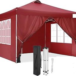 Furret Adjustable Height Outdoor Canopy with Zippered Sidewalls and Metal Frame – Black (10ft X 10ft)-image-73