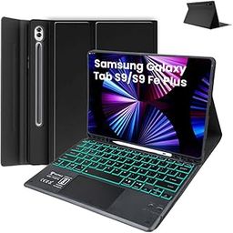 TECPHILE Keyboard Case for Samsung Galaxy Tab S9 Plus 12.4 inch/ S9 FE+ / S8+/ S7 FE/ S7+ 12.4” Folio cober with Trackpad, 7 Color Backlit, S Pen Holder, Wireless Detachable Keyboard, Multi-Angle View-image-50