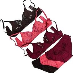 Women's Non-Padded Bra & Panty Set | Regular Lingerie Set | Bra Panty Set | Panty Bra Set for Women Combo Pack of 3-picture-55