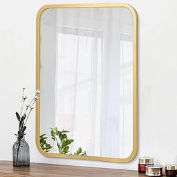 Sidra Decor® Rectangle Decorative Mirror for Wall (24"x 18") | Gold Brushed Metal Frame with Beveled Edge | Modern Wall Mirror for Bathroom, Living Room Vanity, Makeup Mirror (Golden Frame)-image-41