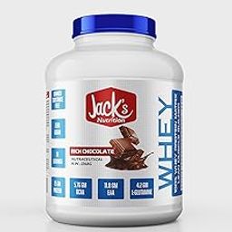 JACK'S NUTRITION Whey Protein 5Lb/2.27Kg | 25g Protein,| 11.8g EAA,| 5.76g BCAA,| 4.2g Glutamine| Low carb,| Zero Sugar | Gluten Free| -76 Servings- Lean Muscle protein (RICH CHOCOLATE)-UPC- 656485795018-image-2