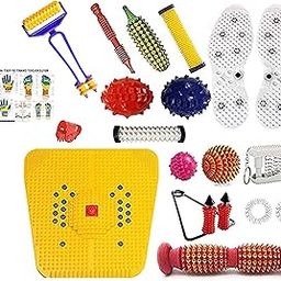 ACUPRO HEALTH CARE SYSTEM Mart Acupressure Wooden Manual Massager & Sujok Therapy Combo Kit For Stress, Pain Relief With Bio-Magnetic Power, Foot Mat, Shoe Sole, Foot Roller Pyramidal Cuts-4
