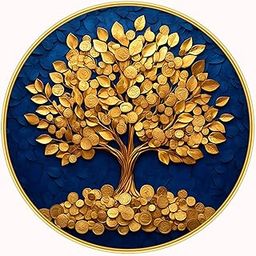 Dharvika Innovations Vastu kalpavriksha Money Golden Tree Photo Frame, Round, 16x16 Inch, Sparkle Laminated 52002-image-14