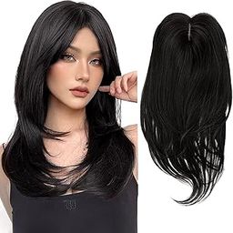 Assu Middle Part Hair Topper for Thinning Hair 14INCH Hair Toppers for Women Topper Hair Piece for Hair Loss Topper Black Color-image-41