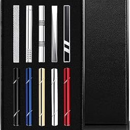 10PCS Tie Clips for Men Classic Black Gold Blue Silver Red Tie Bar Set for Regular Ties with Elegant Gift Box - Unique Gift for Father, Husband, Wedding, Business, metal, Cubic Zirconia-picture-15