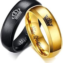 Valentine Gifts for Girlfriend/Wife : YouBella Jewellery His Queen Her King 100% Stainless Steel Never Fading Couple Rings for Girls/Women/Boys/Men-image-44