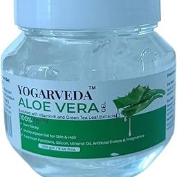 YOGARVEDA™ Aloe Vera Gel for Skin & Hair – Enriched with Vitamin E & Green Tea Extracts | 100% Pure, Non-Sticky, Soothes, Hydrates & Nourishes | Paraben & Mineral Oil Free – 200gm-image-98