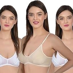 Women's Cotton Non-Padded Non-Wired Low Coverage Regular Bra Pack of 3-image-91