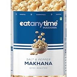 Eat Anytime Roasted Makhana - Salt & Pepper | Roasted in A2 Ghee | High in Protein, Fiber, Antioxidants | Healthy Fox Nuts Snack | Gluten Free & Vegan 80g-image-97