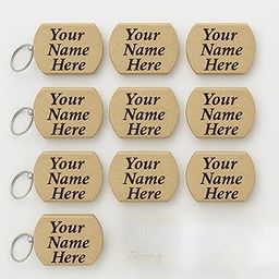 Wooden Personalized Keychains, Pack of 10, Custom Name Engraving-52