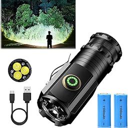 Feelon Torch Light, 4 Modes 10000 Lumens Rechargeable Flashlights, Waterproof Charging Pocket Flashlight with Clip, Magnetic Flashlight for EDC,Camping, Hiking,Emergency (2-Battery)-13