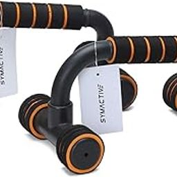Amazon Brand - Symactive Push Up Bar Stand for Gym & Home Use with Soft Grip for Men & Women, Useful in Chest and Arm Workout (Orange Color)-1