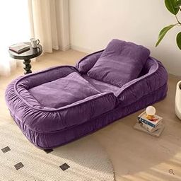 CosyLabs 1 Seater Luxurious Human Dog Bed for People and Adults|Velvet Recliner Lounge Style Soft Human Dog Sofa with Plush Cushioning for Reading and Relaxation (Cotton Fabric, Lavendar)-image-68