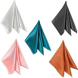 Satin Pocket Square for Men, Wedding Handkerchief for Suits, Blazers & Tuxedo, Men's Pocket Square Combo (Pack of 5) (Multicolor)-image-40
